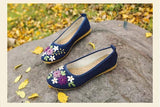 Chic Floral Women's Flats for Effortless Style-Blue-10