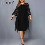 Chic Plus-Size Black Dress with Unique Cut-Outs-1