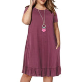 Chic Plus-Size Green Ruffle Dress for Women-light purple-10