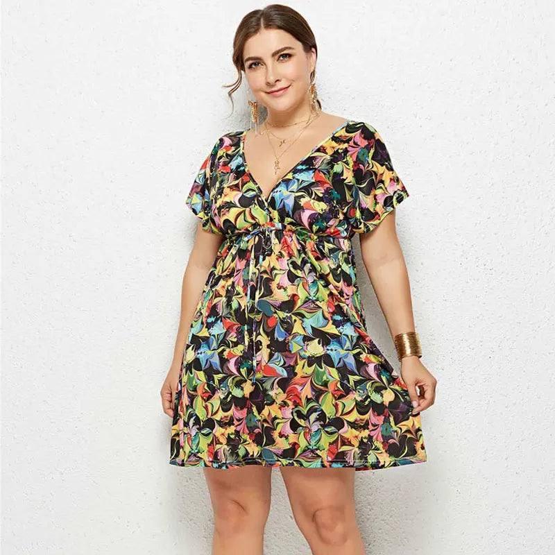 Chic Plus-Size Paisley Summer Dress-Yellow-6