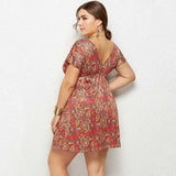 2022 Summer Oversized Dress Women Plus Size Floral Print Dress Ladies Large Size Short Party Dress For Women 3XL 4XL-2