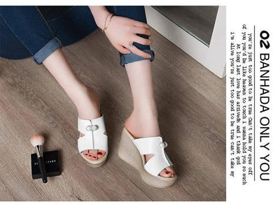 Summer Genuine Leather Platform Wedges-4