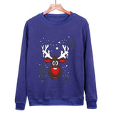 Christmas Antlers Cute Print Crew Neck Sweater-Navy Blue-9