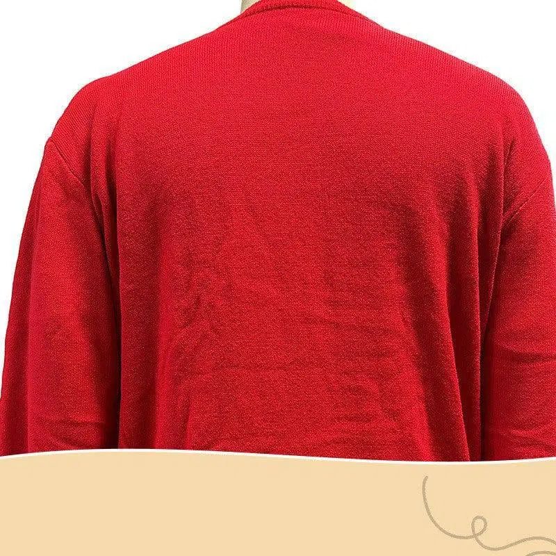 Christmas Elk Red Loose-fitting Knitted Sweater-4