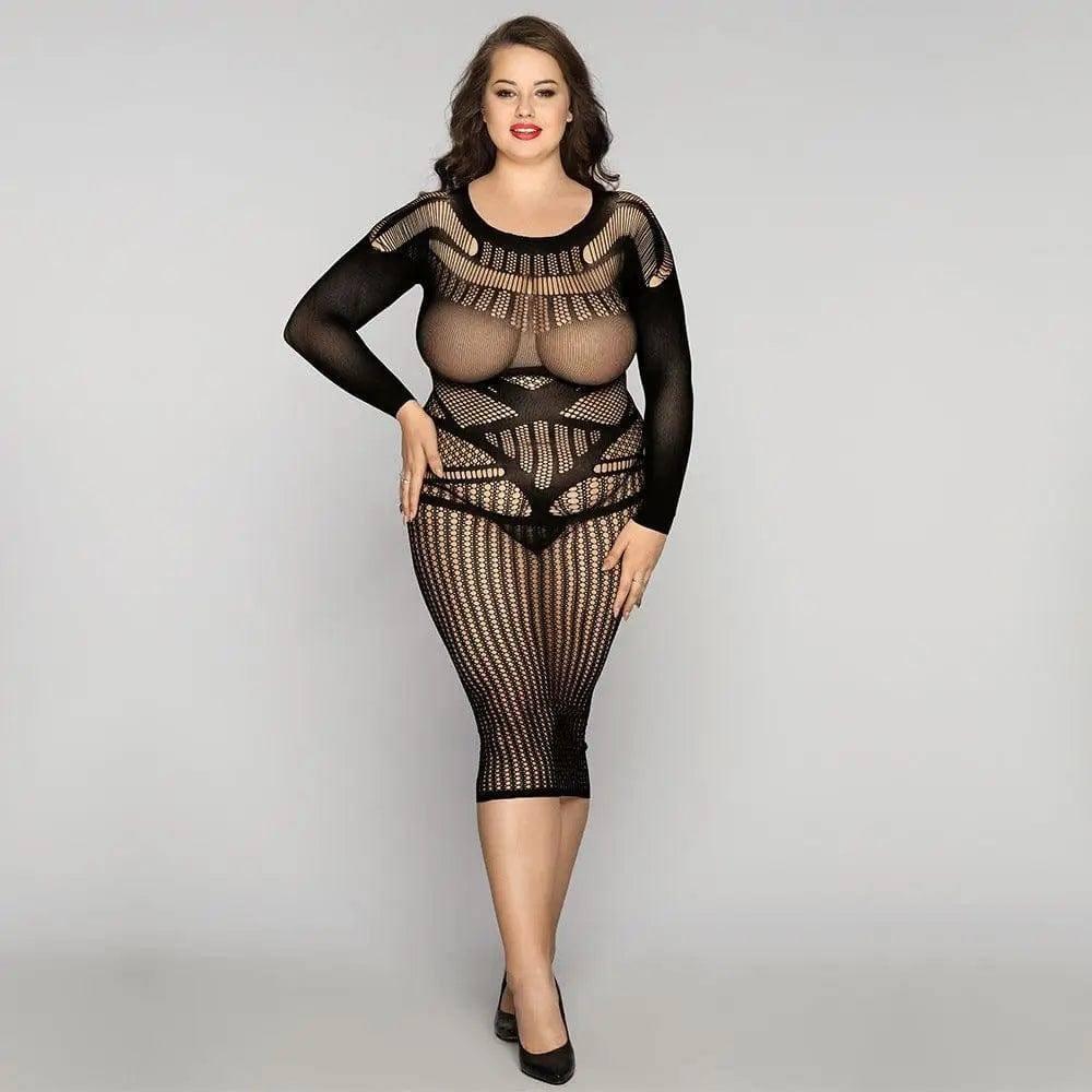 Curvaceous Confidence: Sheer Elegance Lingerie Collection-Midnight Embrace-6