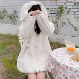 Cute Ears Hooded Padded Lamb Wool Coat-7