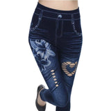 Denim Leggings Capris Hollow-1