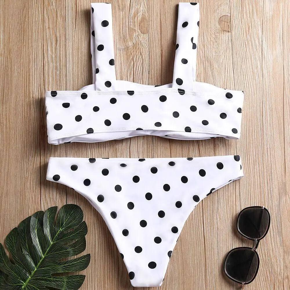 Dot print split bikini-2