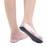 Elegant Satin Ballet Flats with Matching Pouch-5