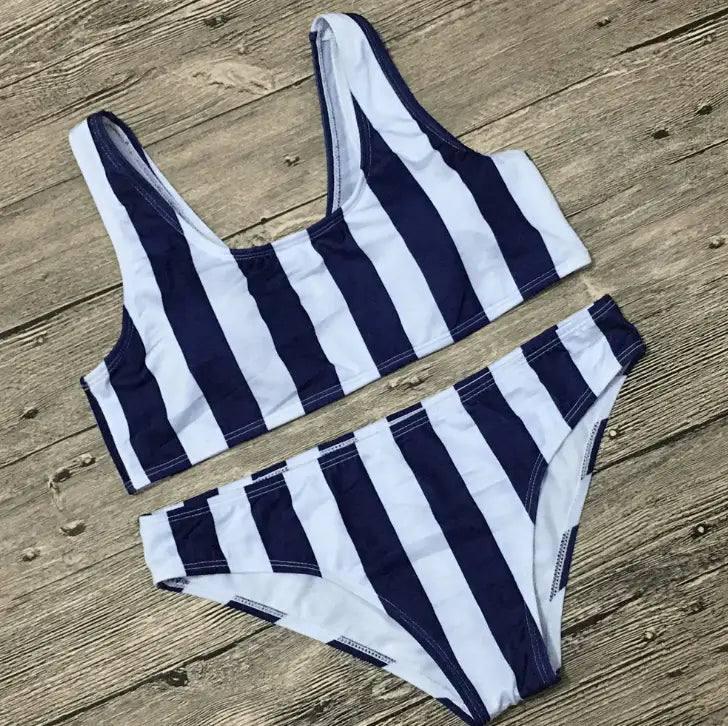 Europe and America striped split bikini-Stripe-2