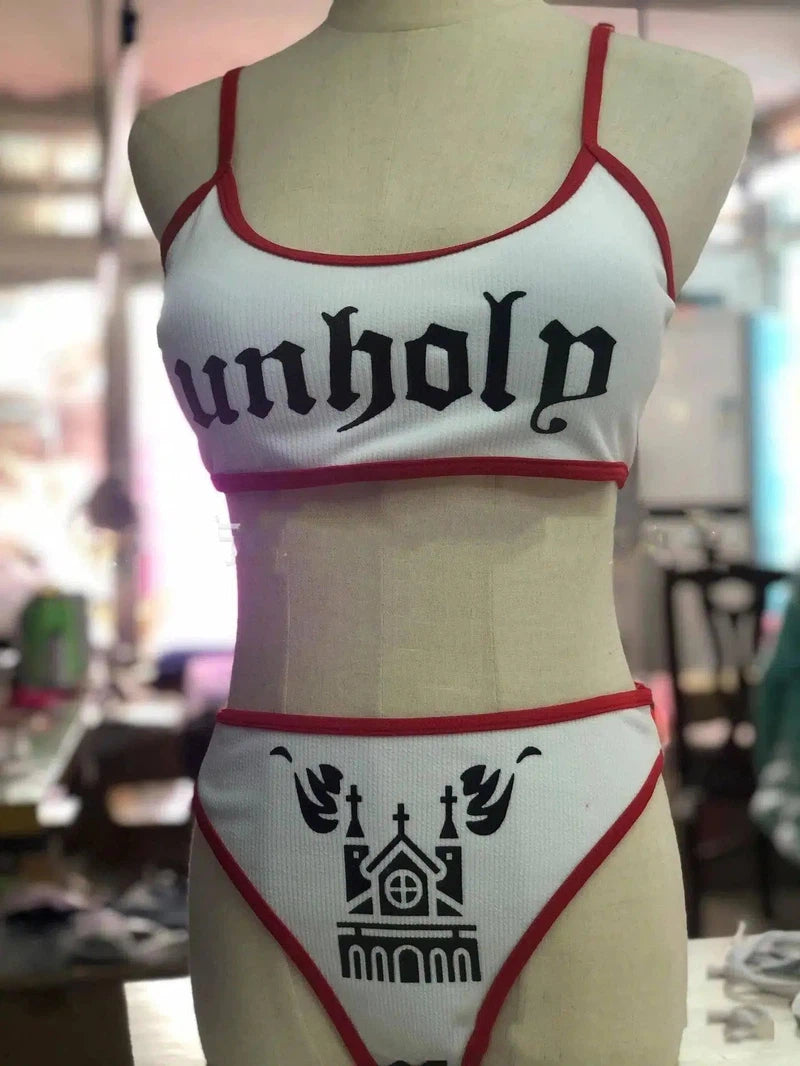 European And American Funny Pattern With Triangle Print-White-2