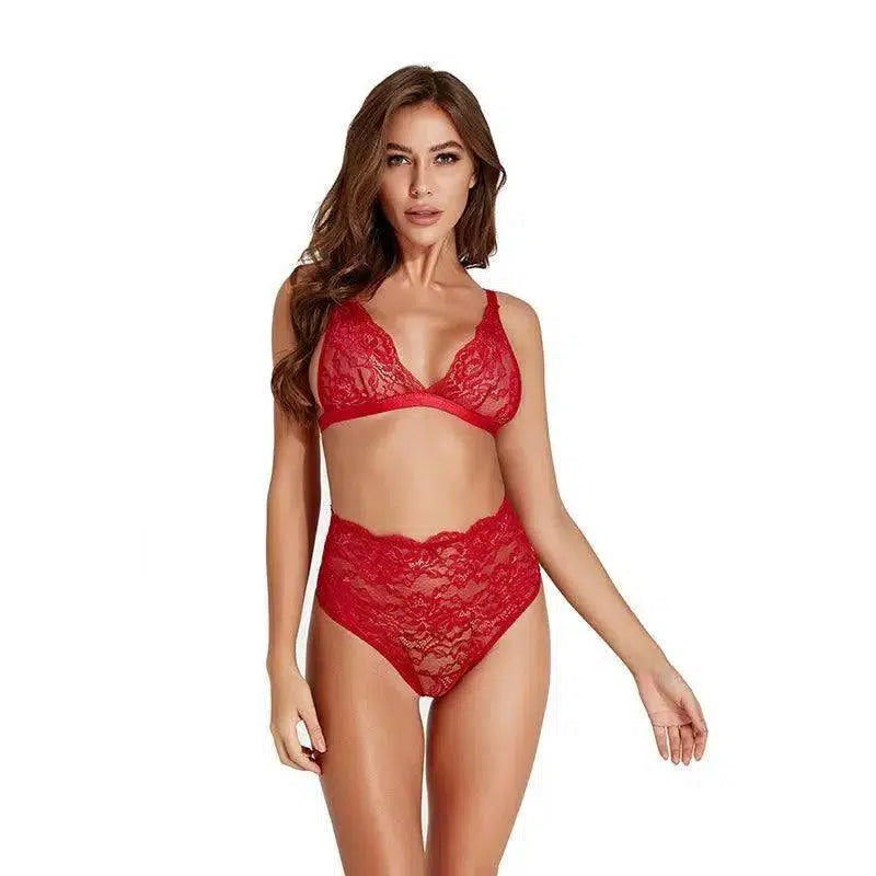 European And American Lace Sleepwear Homewear Lingerie Suit-Winered-1