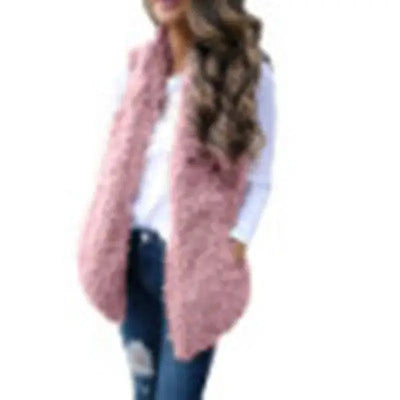 European and American Plush Waistcoat Vest Women Women's-Pink-2