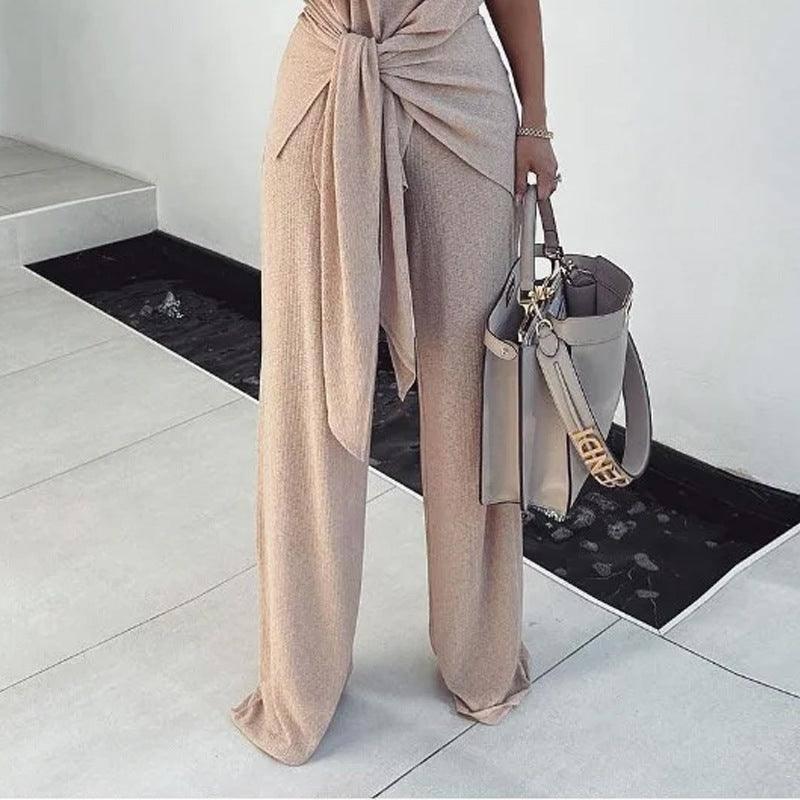 Fashionable Knitted Pleated Lace-up Graceful And Fashionable Suit Pants-5