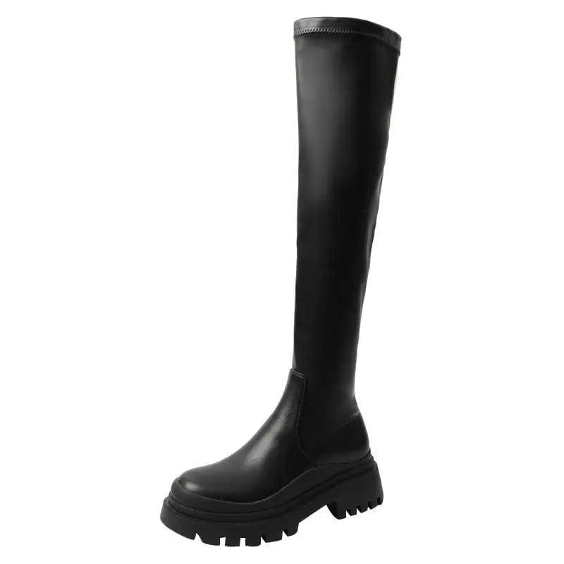 Fashionable Long Boots Slim Women Tall Knight All Match-Black-5