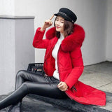 Fashionable Women's Over-the-knee Long Fur Collar Quilted-11