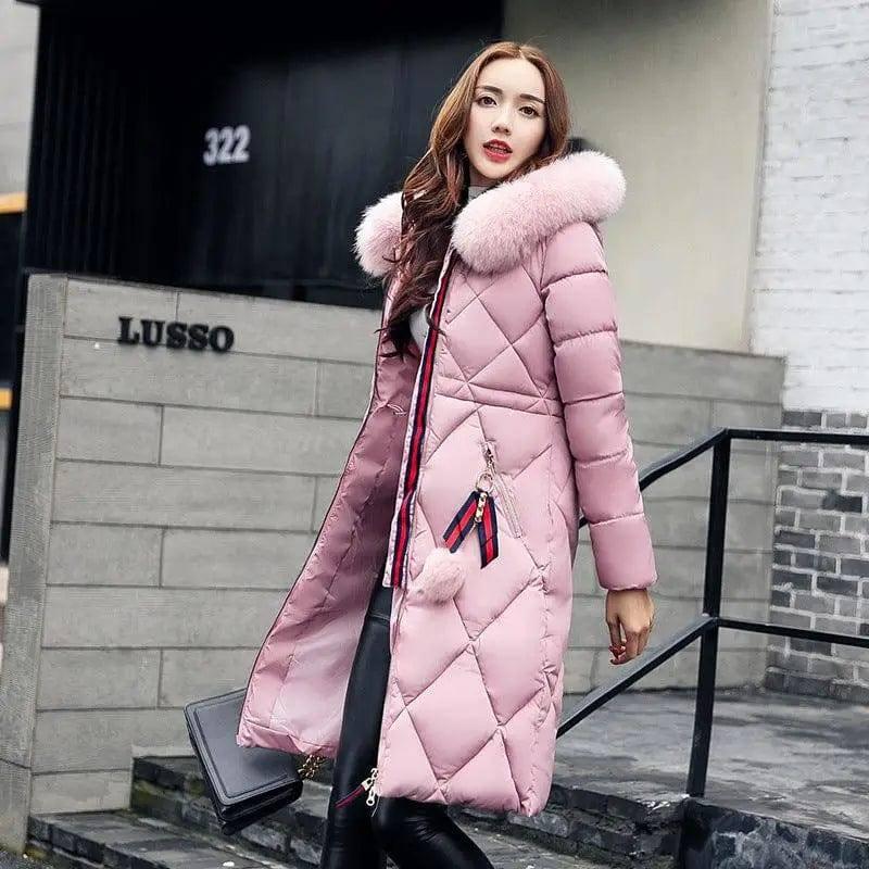 Fashionable Women's Over-the-knee Long Fur Collar Quilted-14