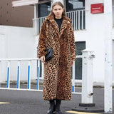 Faux Fur Leopard Print Rabbit Fur Super Long Suit Collar Fur-Brown-2