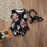 LOVEMI - Floral Sunsuit Romper + Headband 2pc set