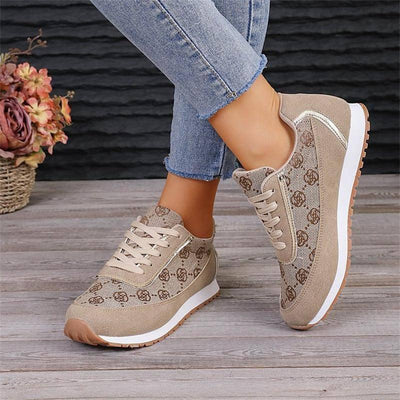 Flower Print Lace-up Sneakers Casual Fashion Lightweight Breathable Walking Running Sports Shoes Women Flats-6