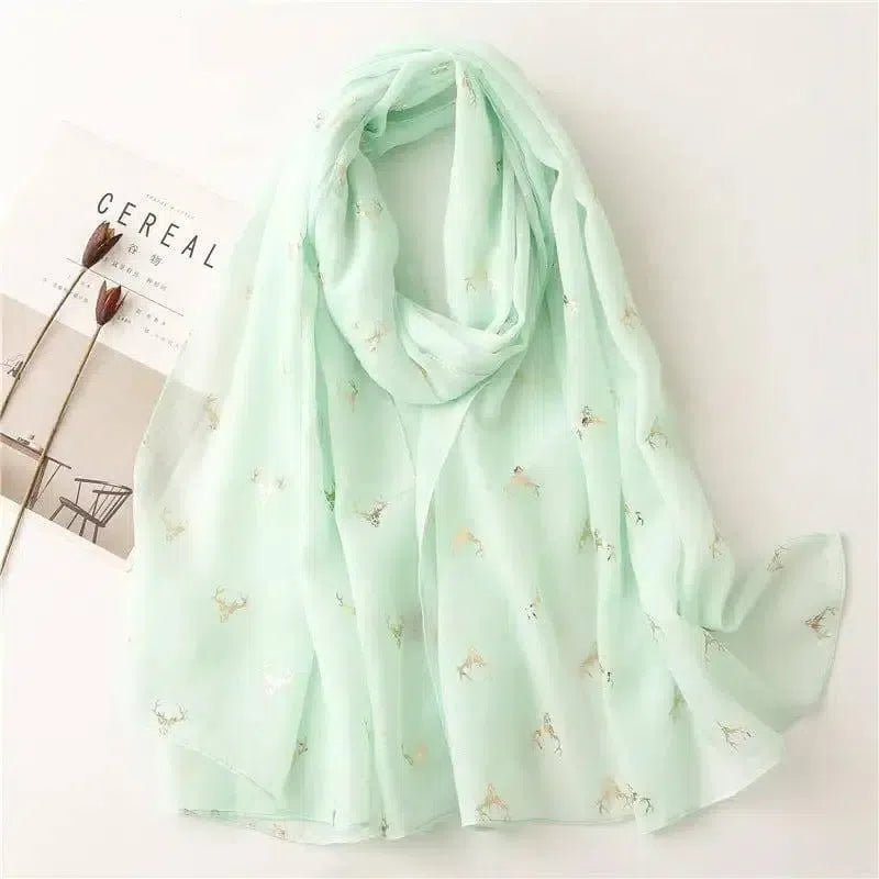 Fresh Warm Warm Wind Voile Cotton And Linen Feel Scarf-Green-5