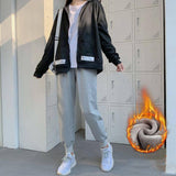 Gray Casual Pants Female Student Autumn And Winter-Grey A plush-1