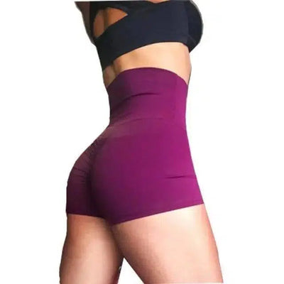 High-Waisted Compression Shorts-Purple-5