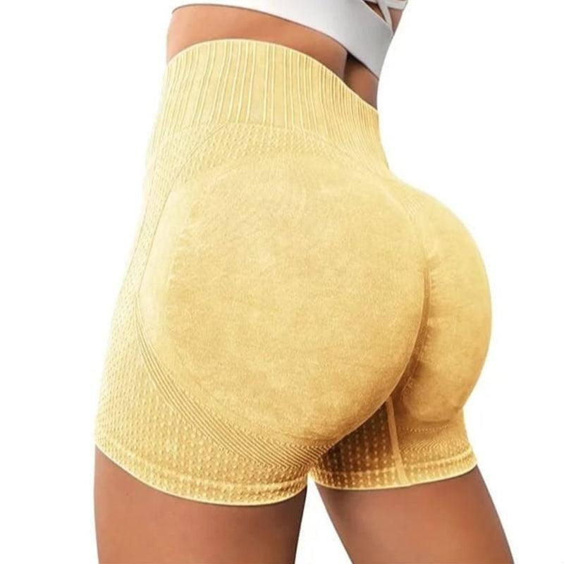 High-waisted Hip-lifting Fitness Pants Solid-Yellow-10