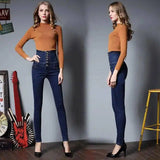 high waisted jeans female thin elastic feet pencil pants-1