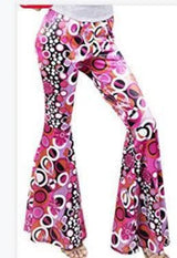 Hip Retro Printed Bootleg Pants Casual Pants-Pink-8