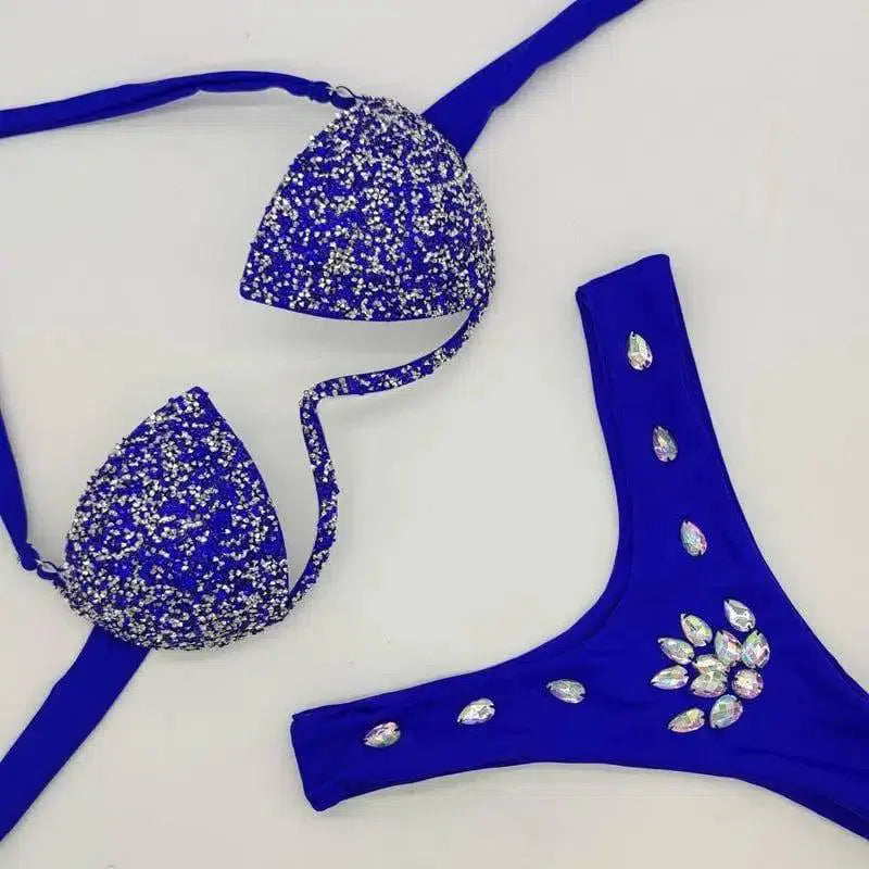 Hot Diamond European And American Swimsuit Bikini-Blue-4