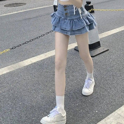 Hot Girl Pure Denim Skirt Women's Summer Anti-exposure-3