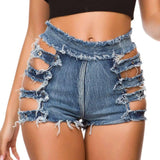 Hot pants summer cut jeans-Blue-11