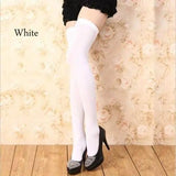 Japanese non-slip velvet over knee socks stockings-White-6