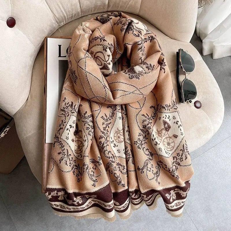 Japanese Patterned Cashmere Scarf For Women In Autumn And-5