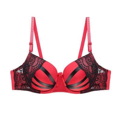 Julexy Push Up Women Bras Sexy Lace Underwear B C Cup-Red-10