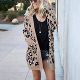 Knit Cardigan Sweater Tricolor Leopard Sweater-3