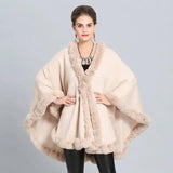 Knitted Scarf Shawl Cape-Beige-6