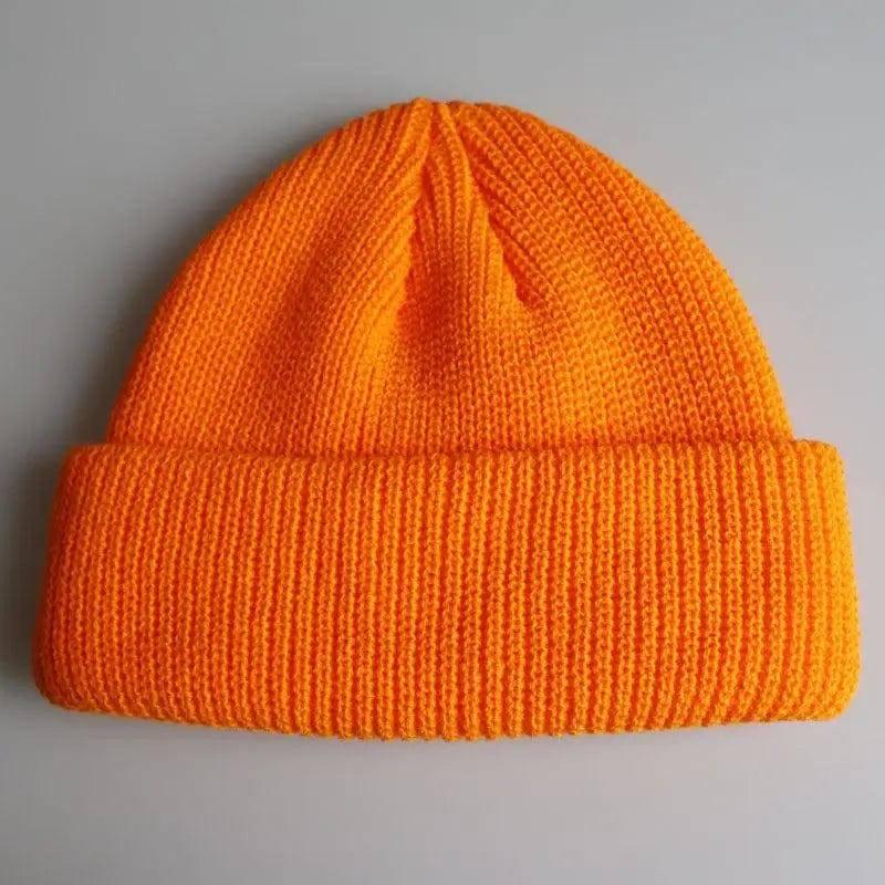 Knitted Woolen Cap Men And Women Melon Leather Cap-Orange-6