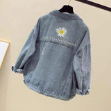 Korean Style Loose Daisy Student All-Match Jacket-Blue-3