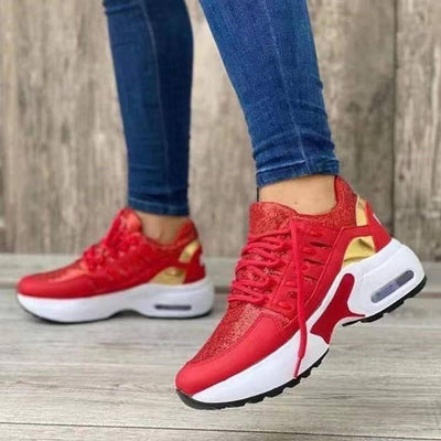 Comfortable Women's Wedge Sneakers for Daily Wear-Red-9