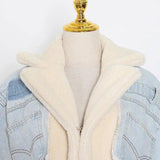 Lamb wool loose thick denim jacket-8