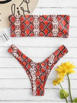 Trendy Snake Print Bikini Set for Beachwear-gules-3