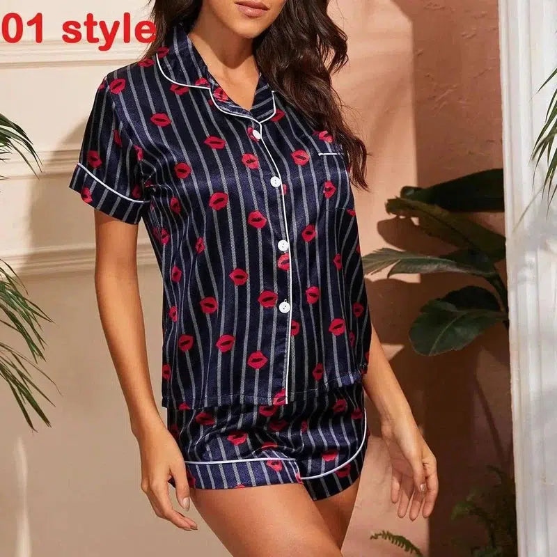 Lingerie Female Sleepwear Casual Shorts Set Loungewear-01style-6