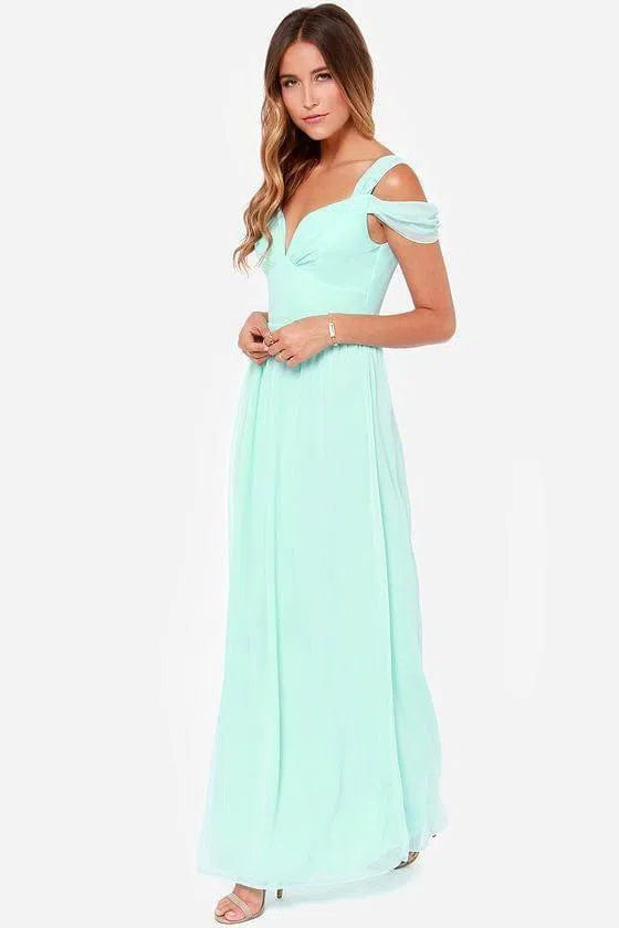 Long Floor Length Elegant Greek Style Chiffon Pleated Dress-Light Green-17