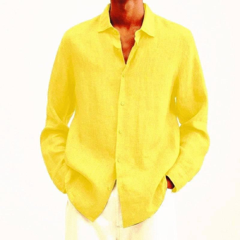 5XL Men's Cardigan - Comfortable & Stylish Layering-Yellow-13