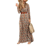 LOVEMI - Long Sleeve V-Neck Boho Floral Dress