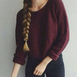 Long Sleve Classic Sweaters-Red-1