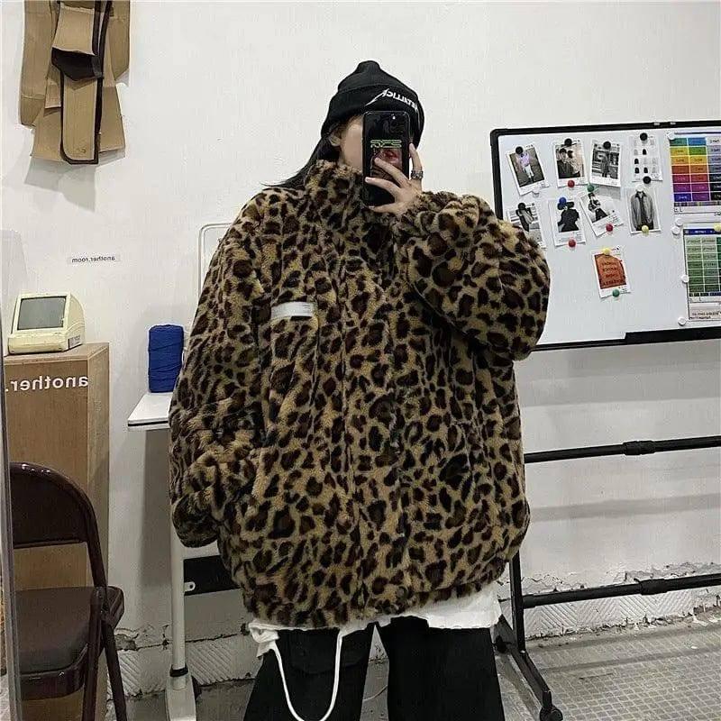 Loose Leopard Print Double-sided Trendy Reflective Jacket-Photo Color-1