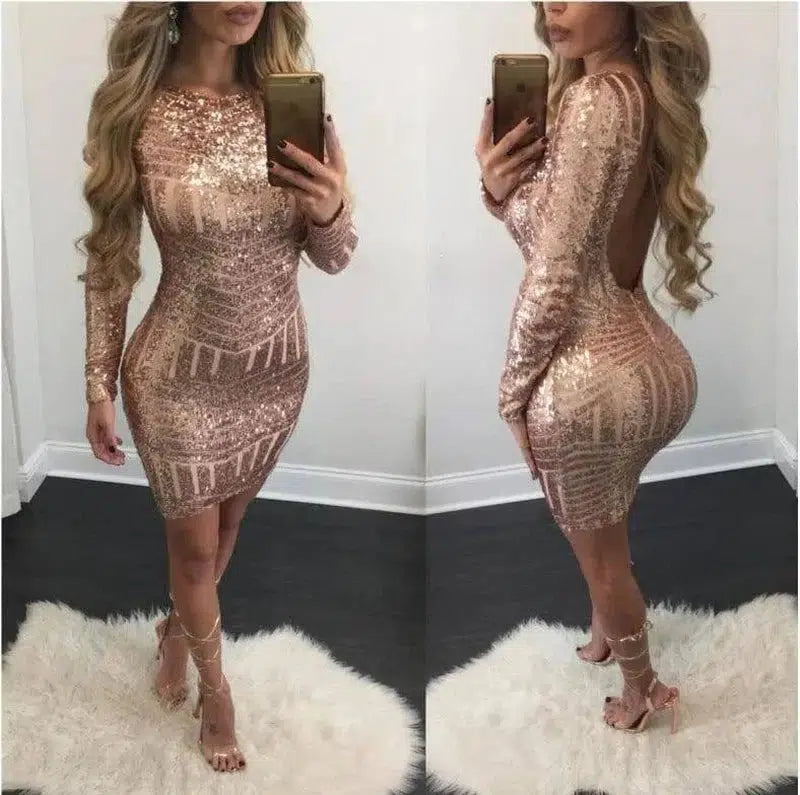 70s Women's Fashion: Sparkly Bodycon-Golden-2